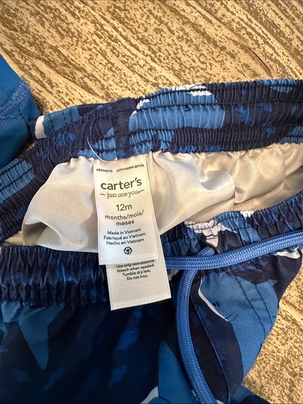 Carter’s Blue Shark Rash Guard Set for Kids - Long Sleeve Swim Top & Shorts - Picture 4 of 4